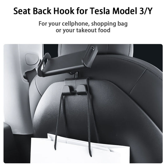 Seat Back Hook with Cellphone Mount for Tesla Model 3/Y
