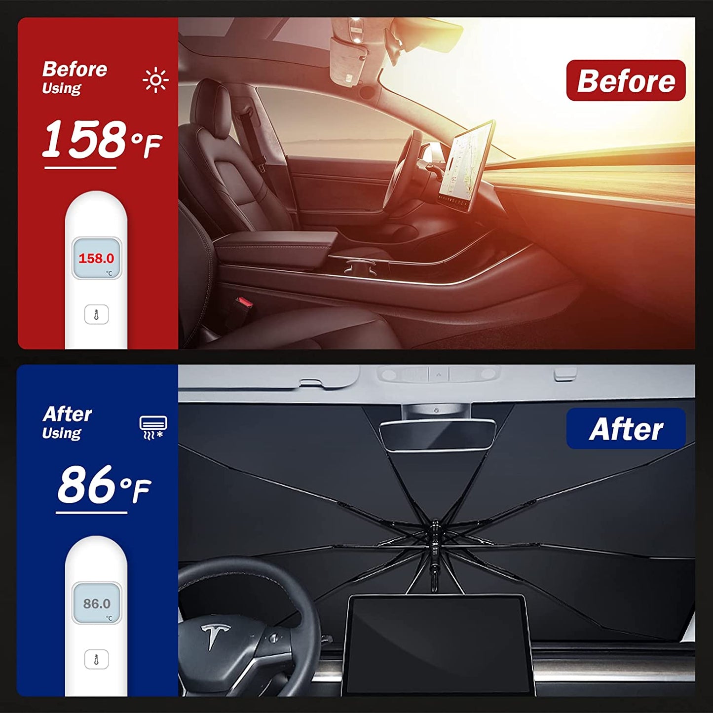 Windshield Sun Shade Umbrella for Tesla Model 3/Y