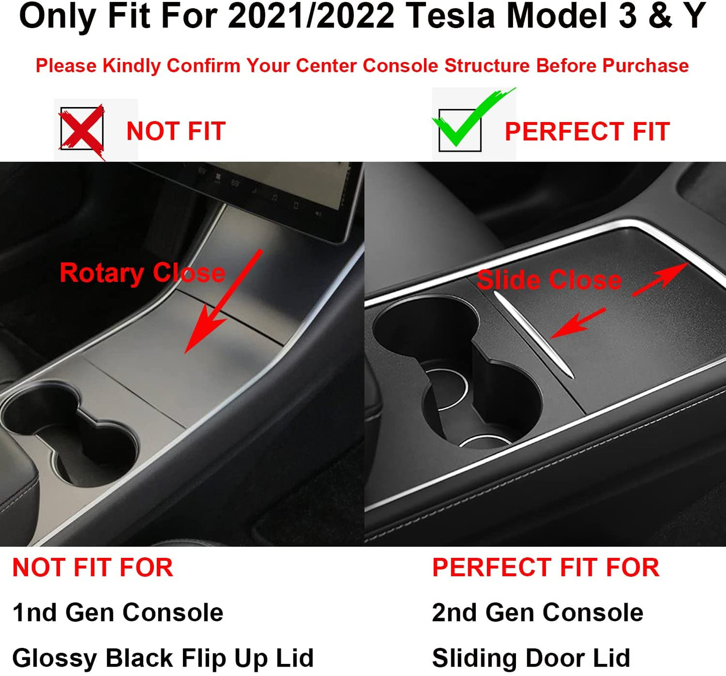 3 Pcs Center Console Organizer Set for 2021 Tesla Model 3/Y